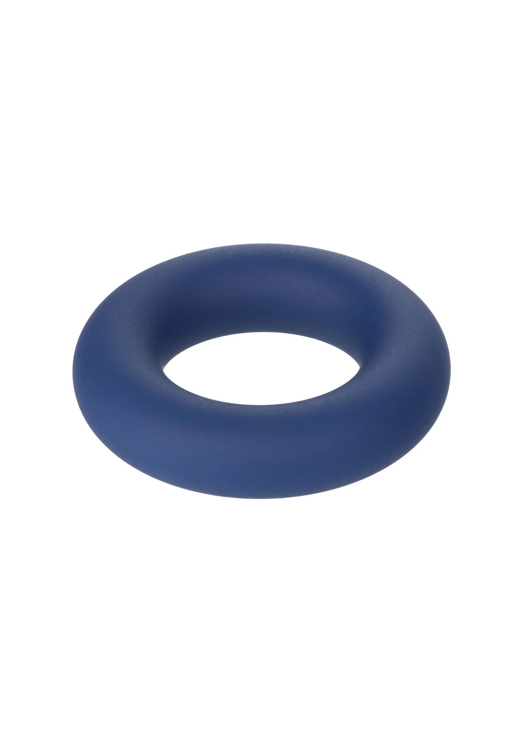 Blauwe siliconen cockring met gladde ronde rand en centraal gat
