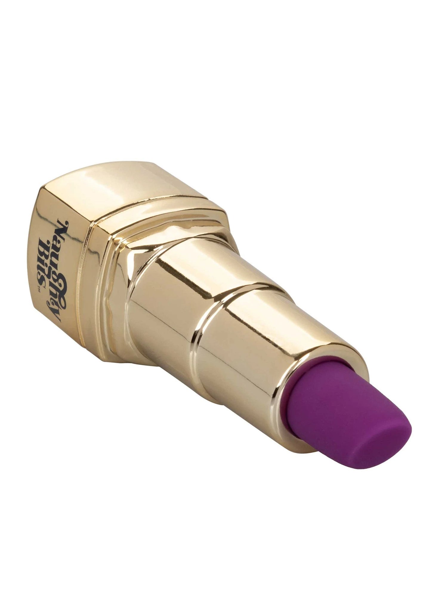Lipstick-vibrator met gouden behuizing en paarse dop