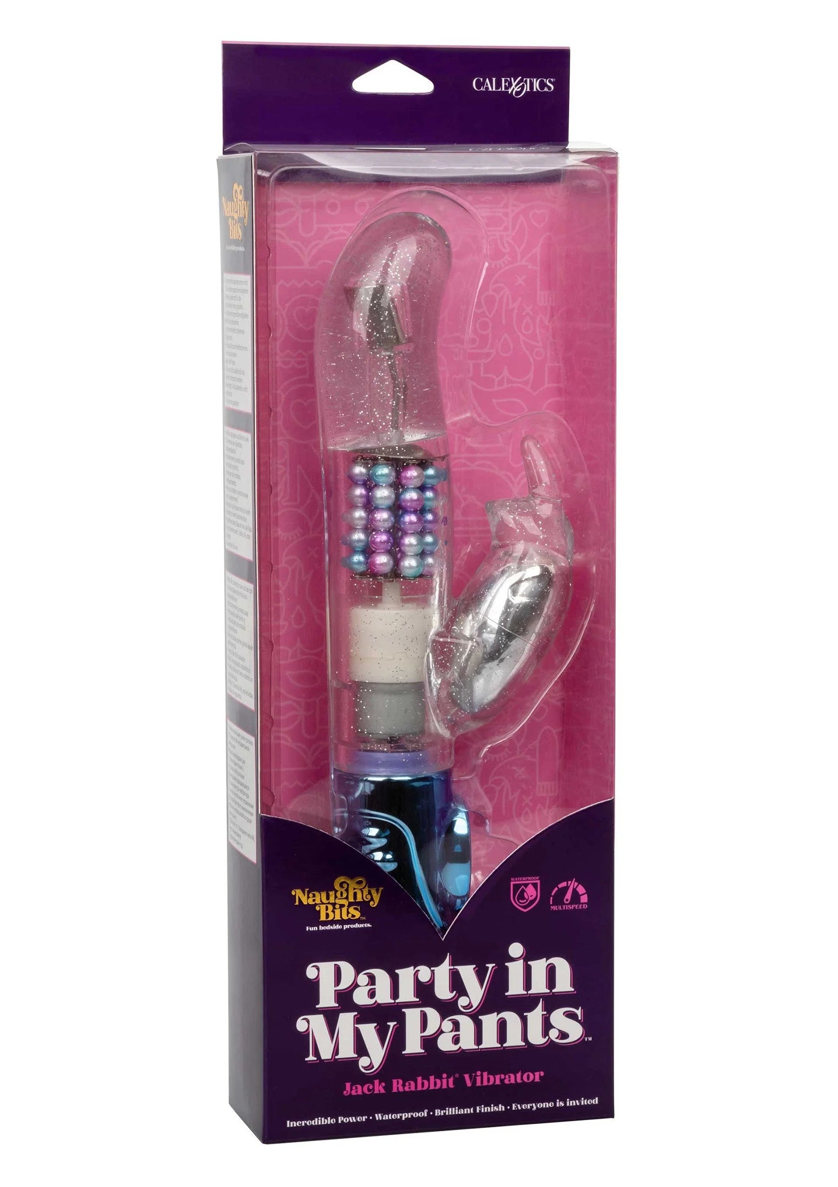 CalExotics seksvibrator in roze verpakking met 'Party in My Pants' ontwerp