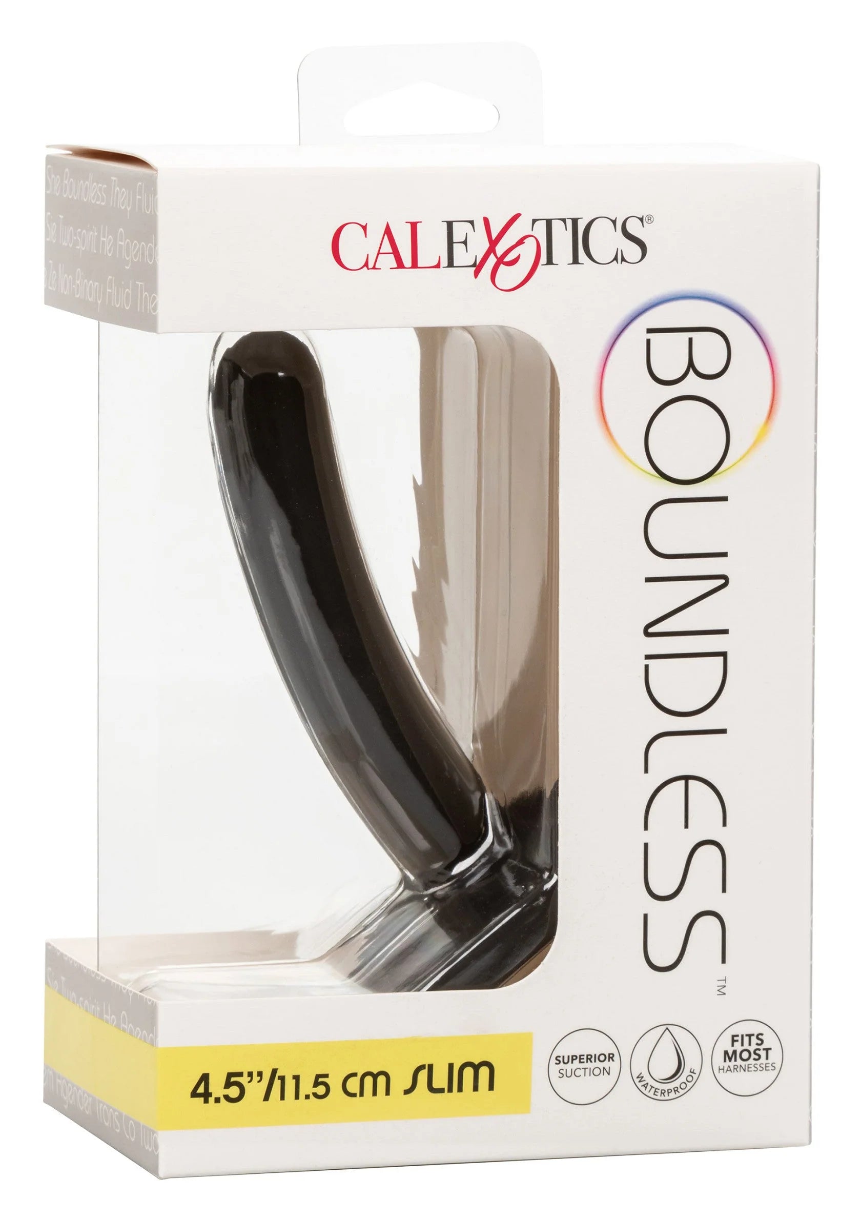 CalExotics slanke dildo in doos, zwarte uitvoering met zuignapvoet