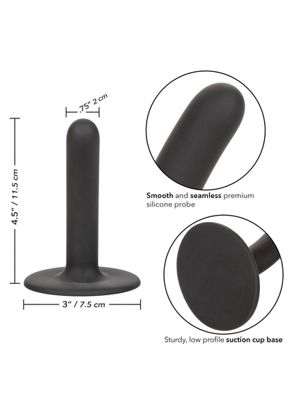 Zwarte slanke dildo met glad naadloos oppervlak en zuignapvoet