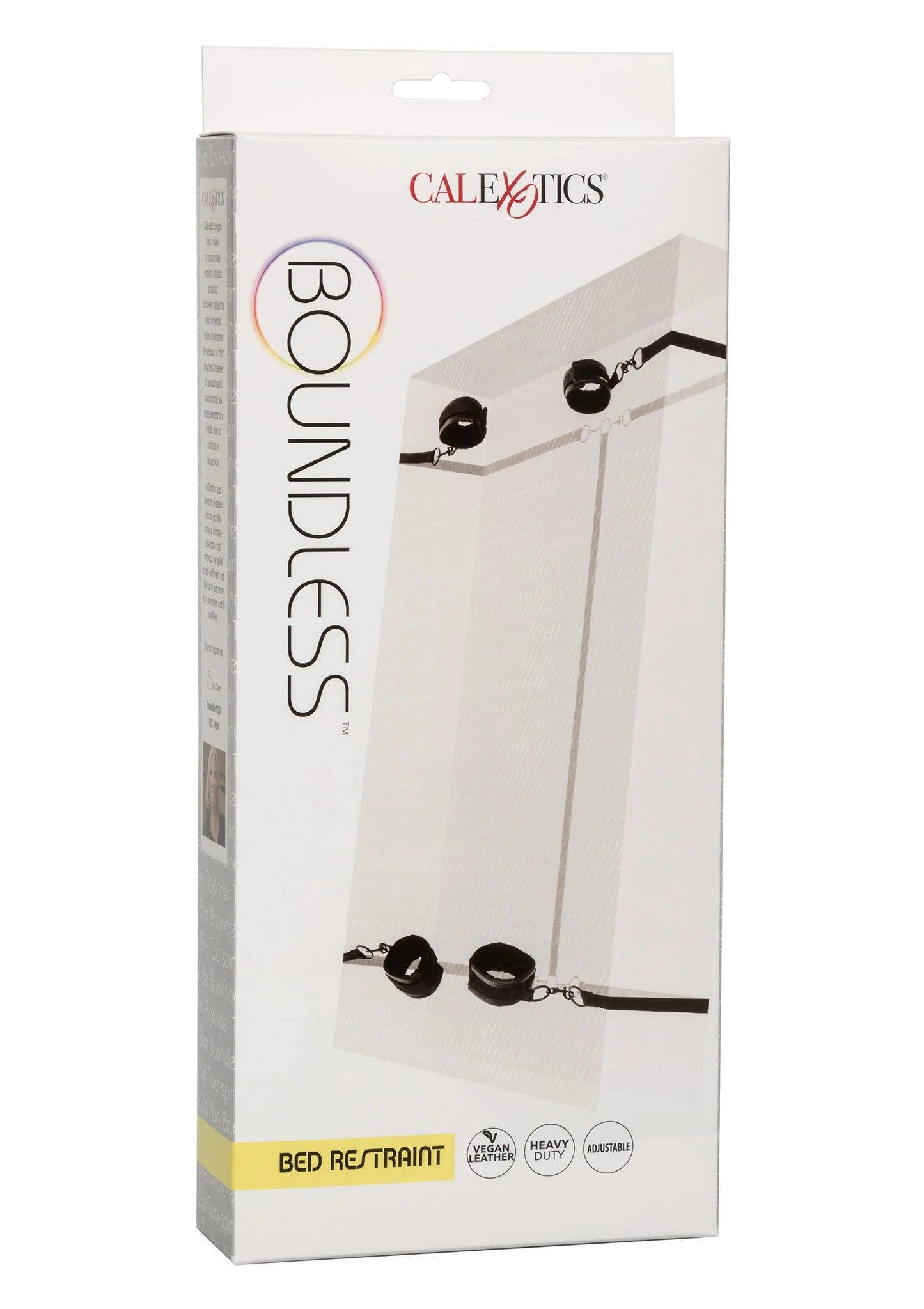 CalExotics Boundless bedrestrainer verpakking met boeien en ketting voor verstelbaar gebruik