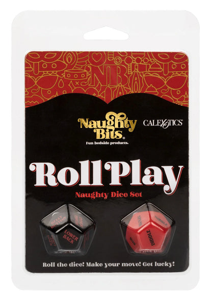 Voorzijde verpakking Roll Play van Naughty Bits met twee dobbelstenen, rood en zwart