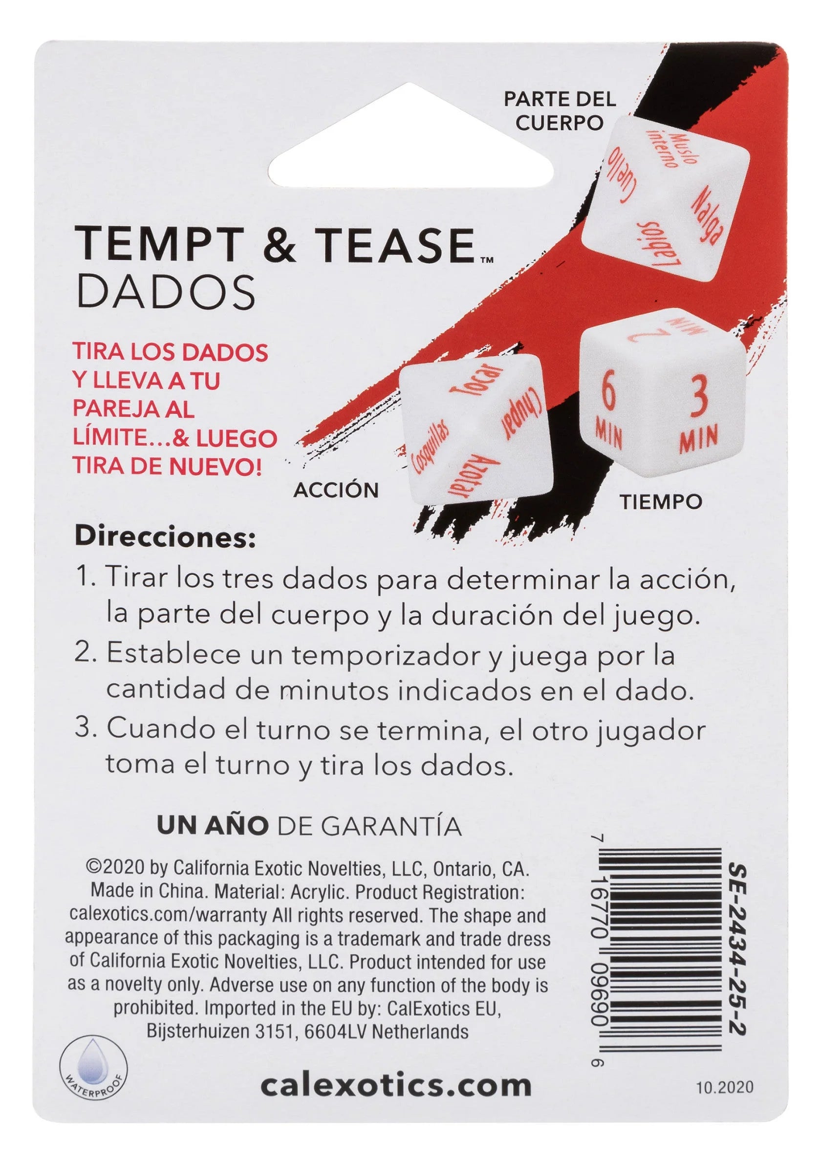 Beste vandaag nog: Tempt & Tease Dados dice (ESP) by CalExotics - bij Happytoys