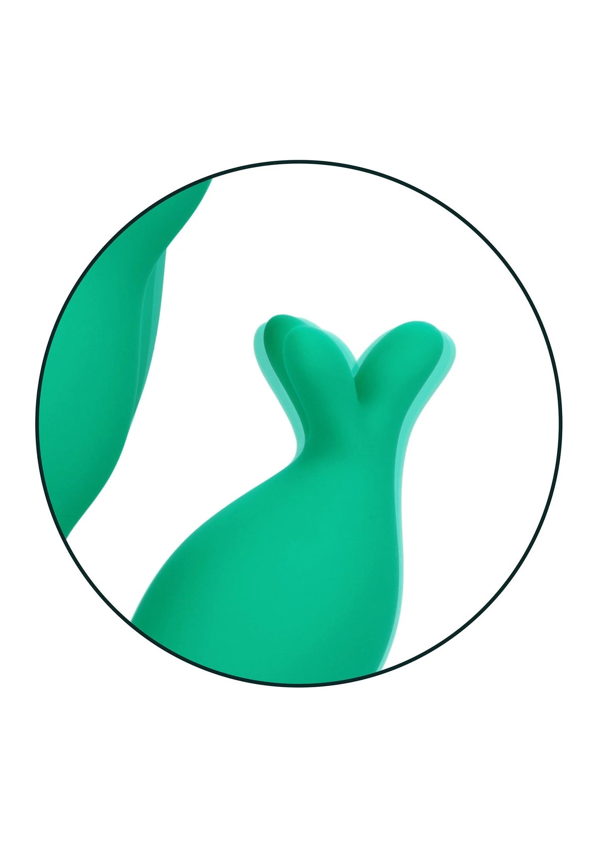 Groen seksspeeltje met ronde kop en detail van het zachte lichaam