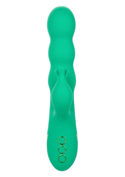 Groen seksspeeltje met twee metalen ringen aan het uiteinde