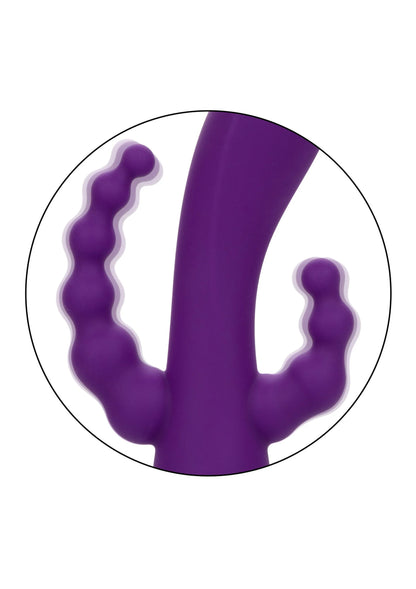Paarse vibrator-detail met ronde noppen en gebogen middenstuk