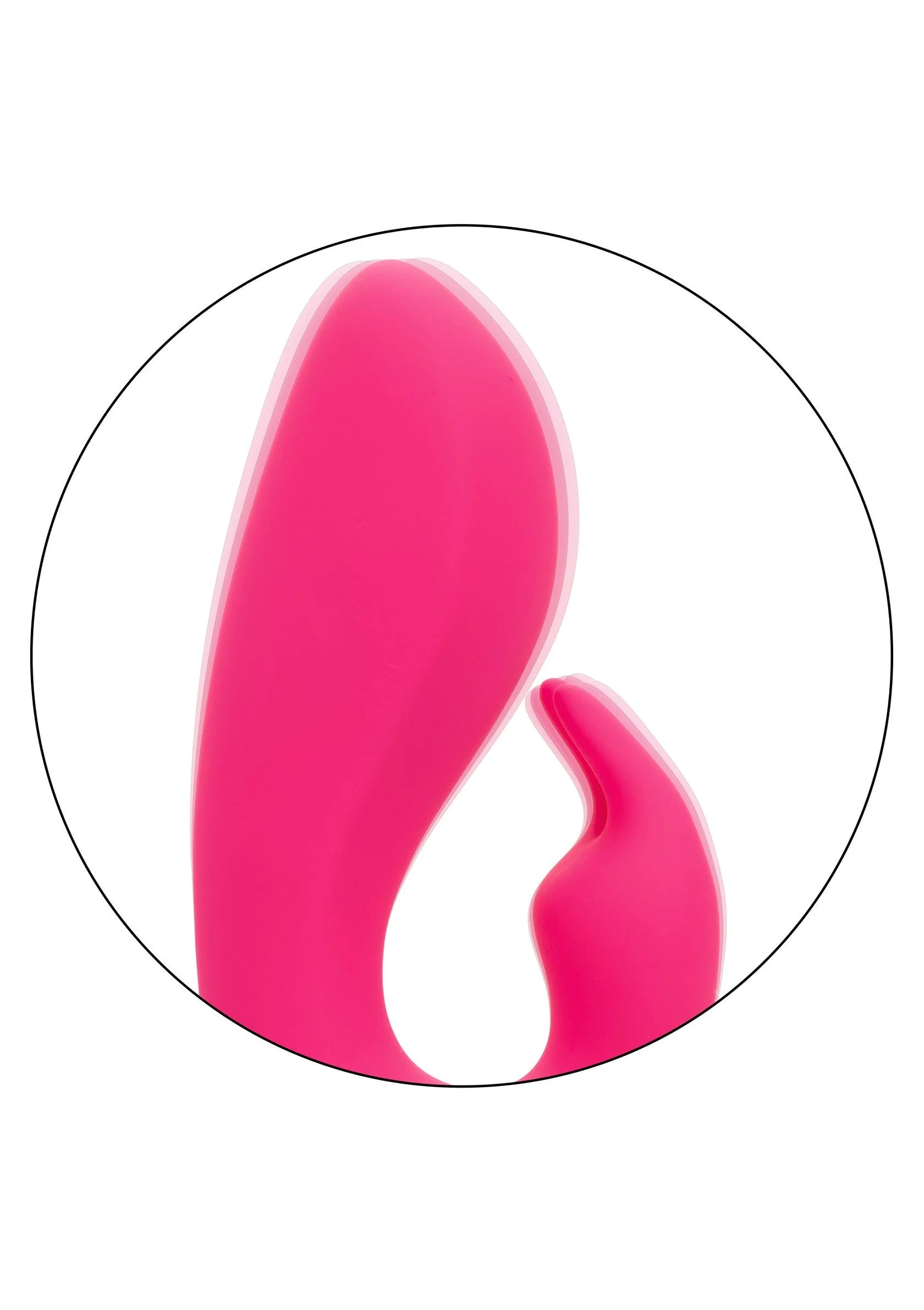 Roze siliconen vibrator detail in ronde inzoom, met smalle holte