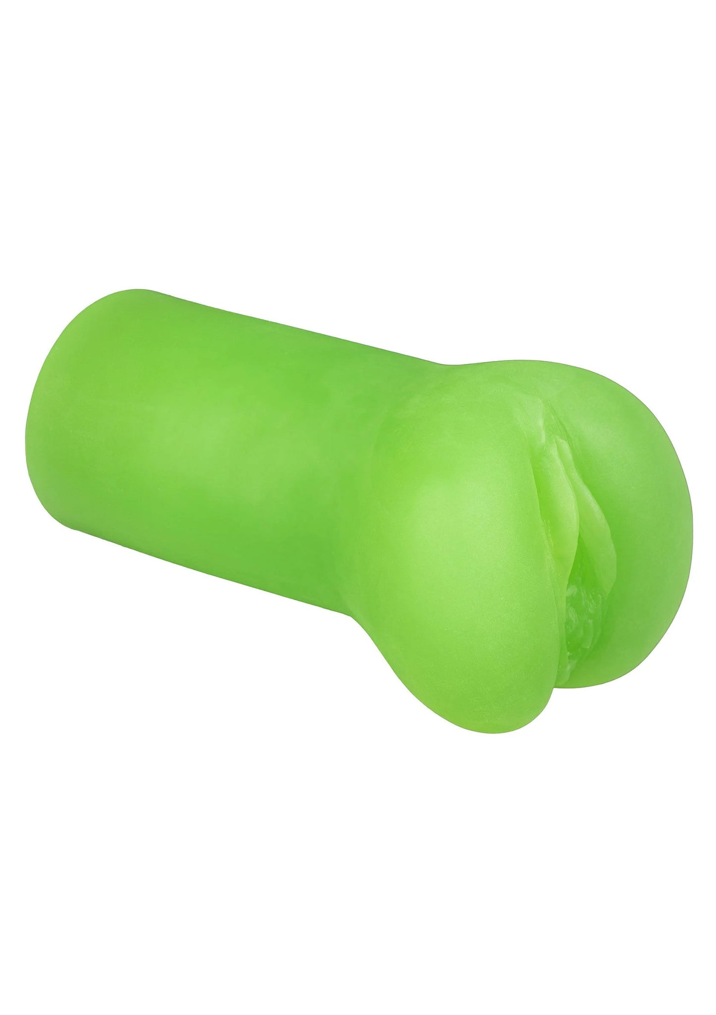 Groene stoker-masturbator met gebogen vorm en brede uiteinden.