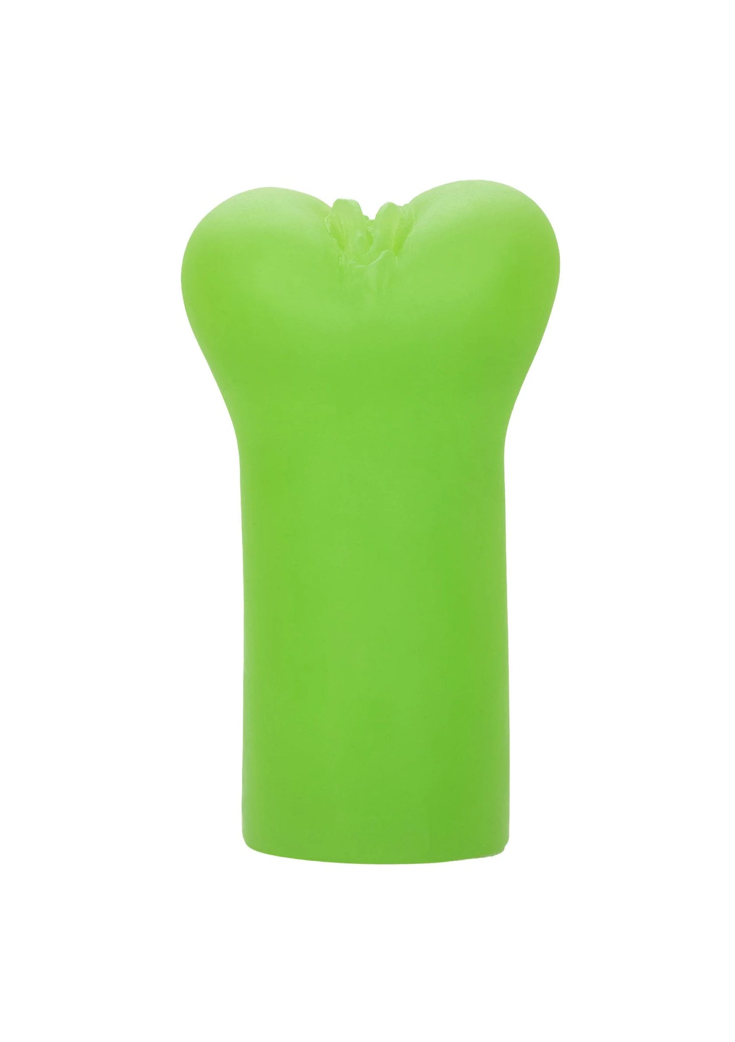 Groene stoker-masturbator met gesloten, afgeronde top en open onderzijde.