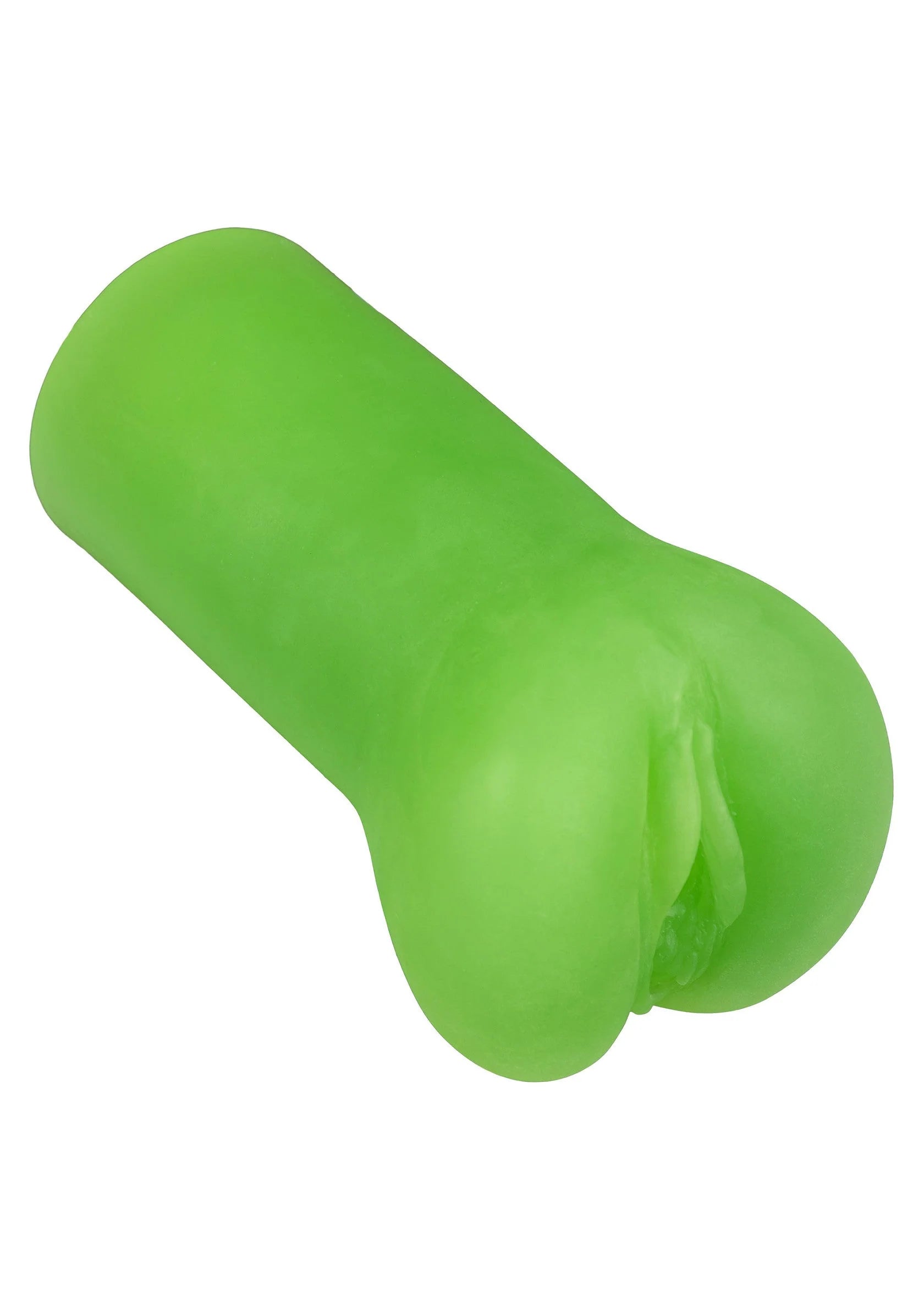 Groene stoker-masturbator met gebogen profiel en afgeronde kop.