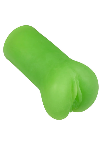Groene stoker-masturbator met gebogen profiel en afgeronde kop.
