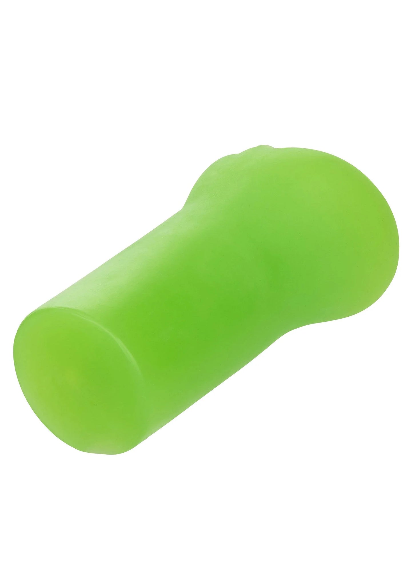 Groene stoker-masturbator, langwerpige vorm met afgeronde uiteinden.