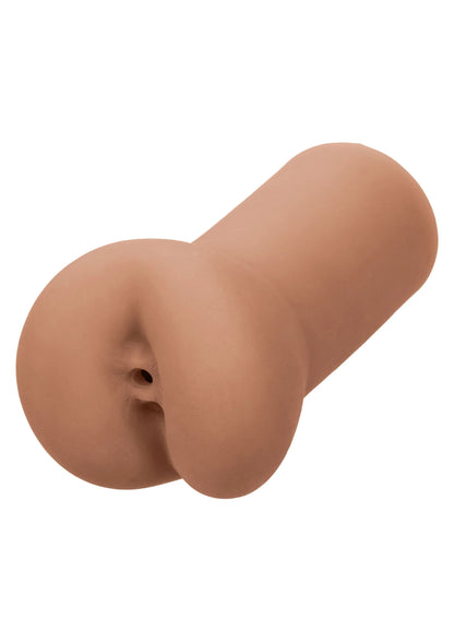 Masturbator met ronde opening en twee bladvormige uiteinden, beige/bruin