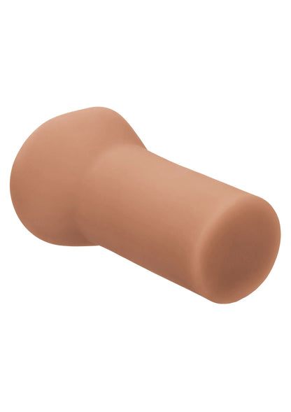 Masturbator met cilindrische vorm, afgeronde uiteinden, glad oppervlak, beige