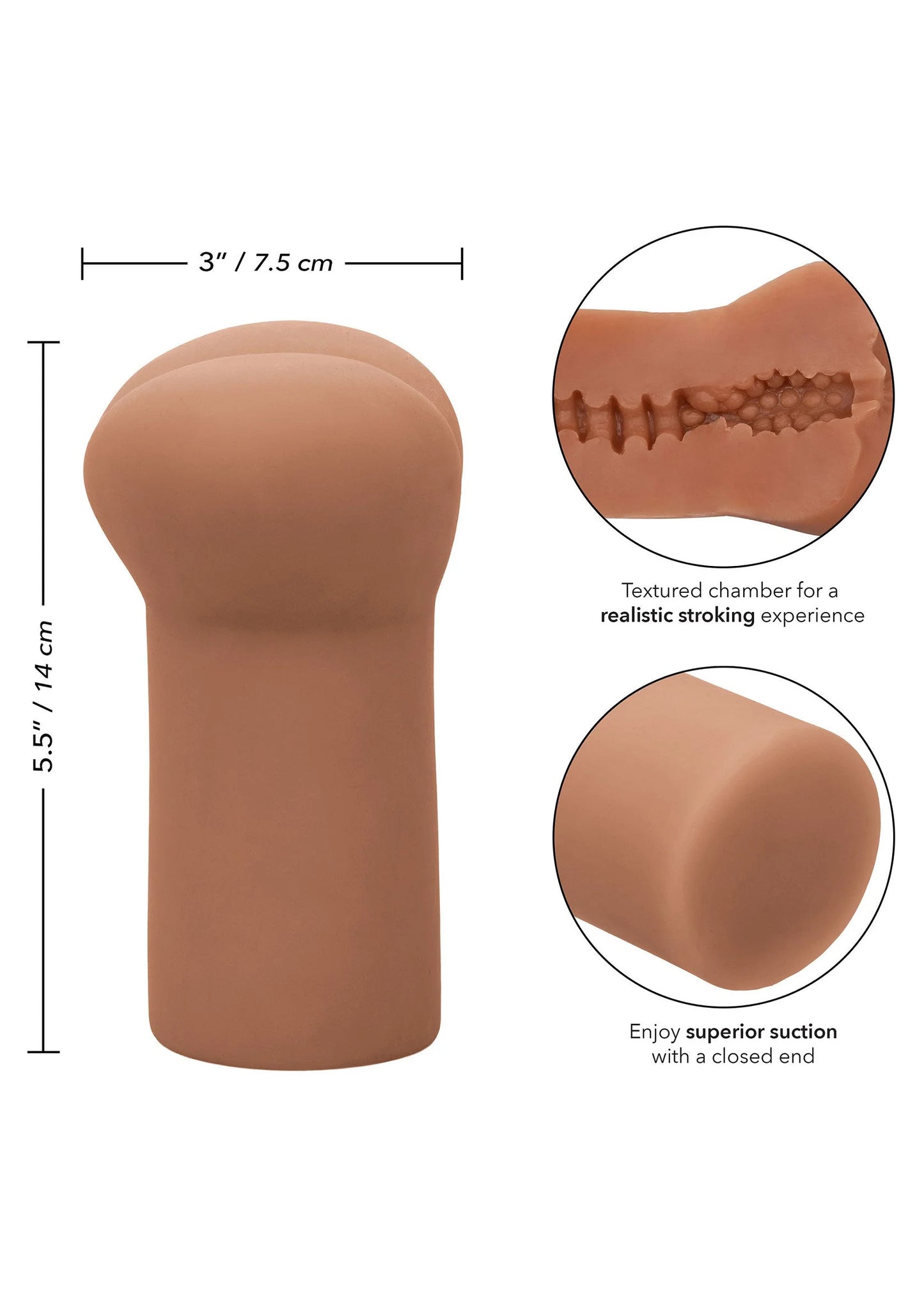 Masturbator met meting en detail van getextureerde kamer, beige