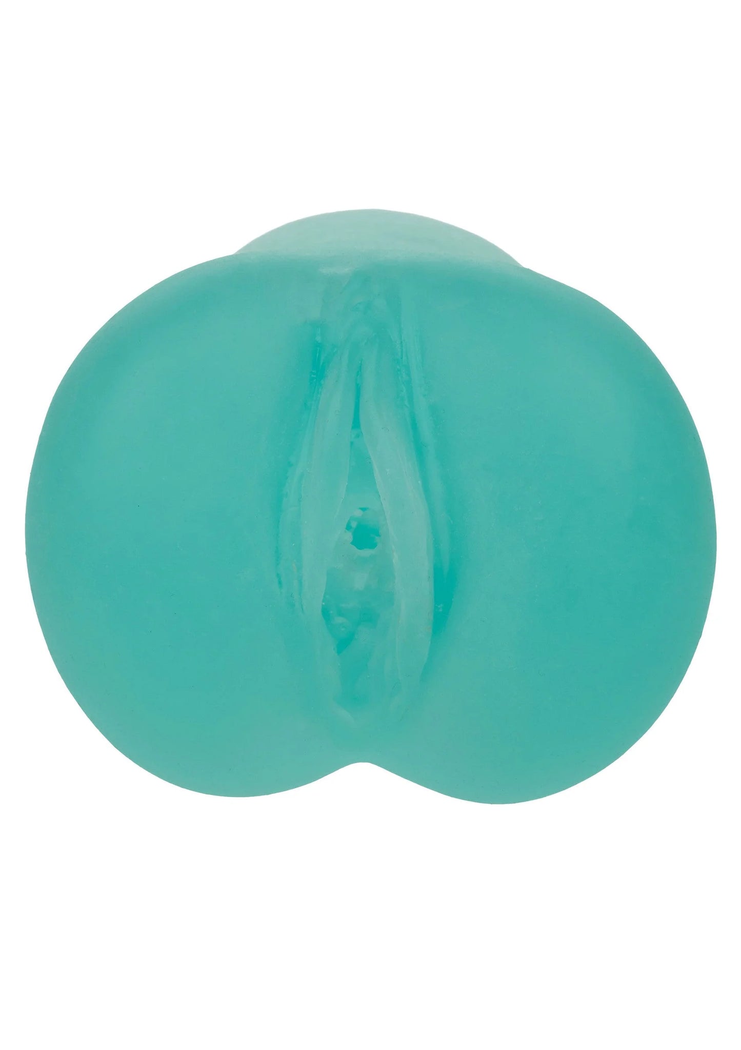 Turquoise masturbator met opening aan uiteinde en ribbelachtige binnenkant