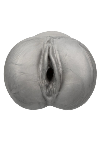 Masturbator in grijs met ronde opening en getextureerde rand