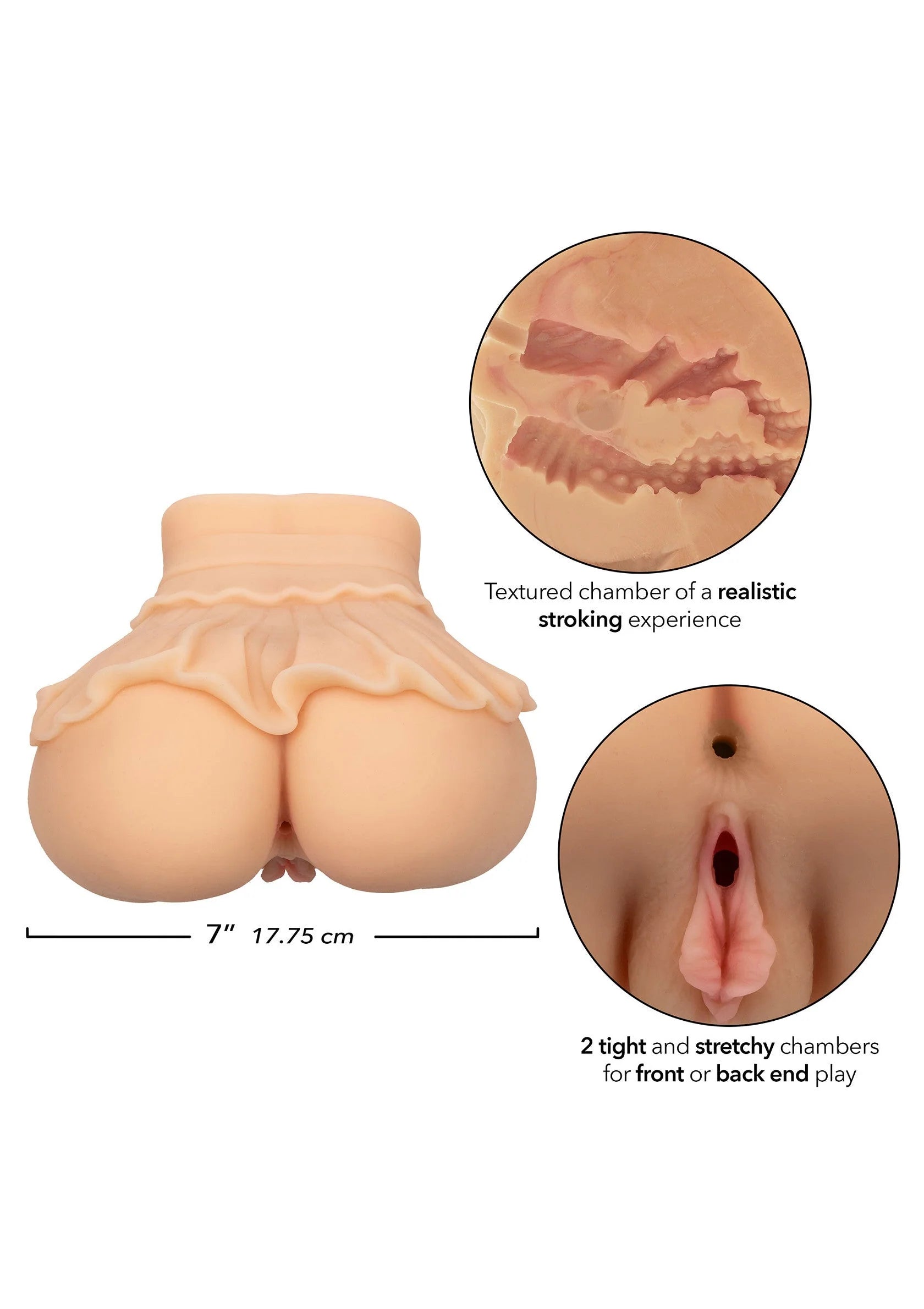 Realistische masturbator met getextureerde kamer en ronde billen, close-up