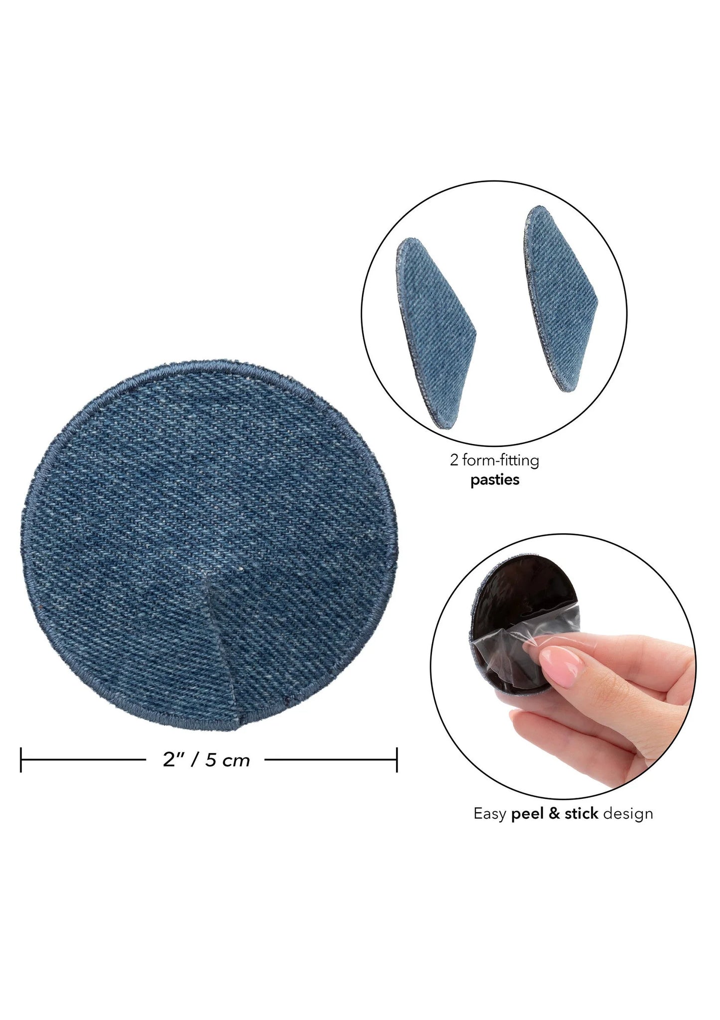 Ride 'em Premium Denim Collection Round Pasties by CalExotics
