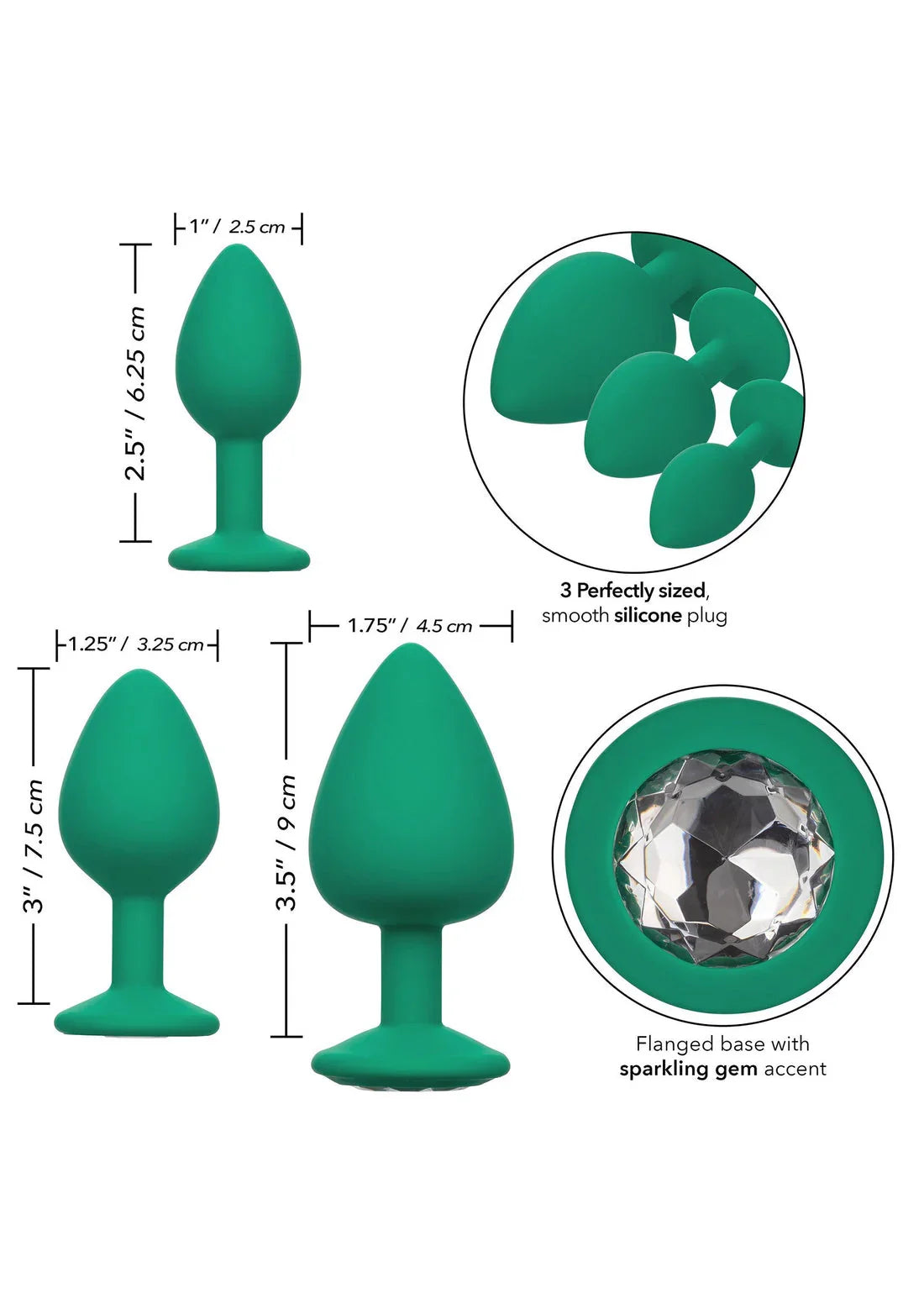 Cheeky Gems 3 pcs by CalExotics - Happytoys Sexshop: Toys for Feeling Happy & Easy 😊 - Discreet geleverd