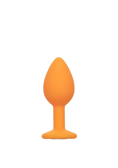 Oranje anale plug met druppelvormige punt en brede basis