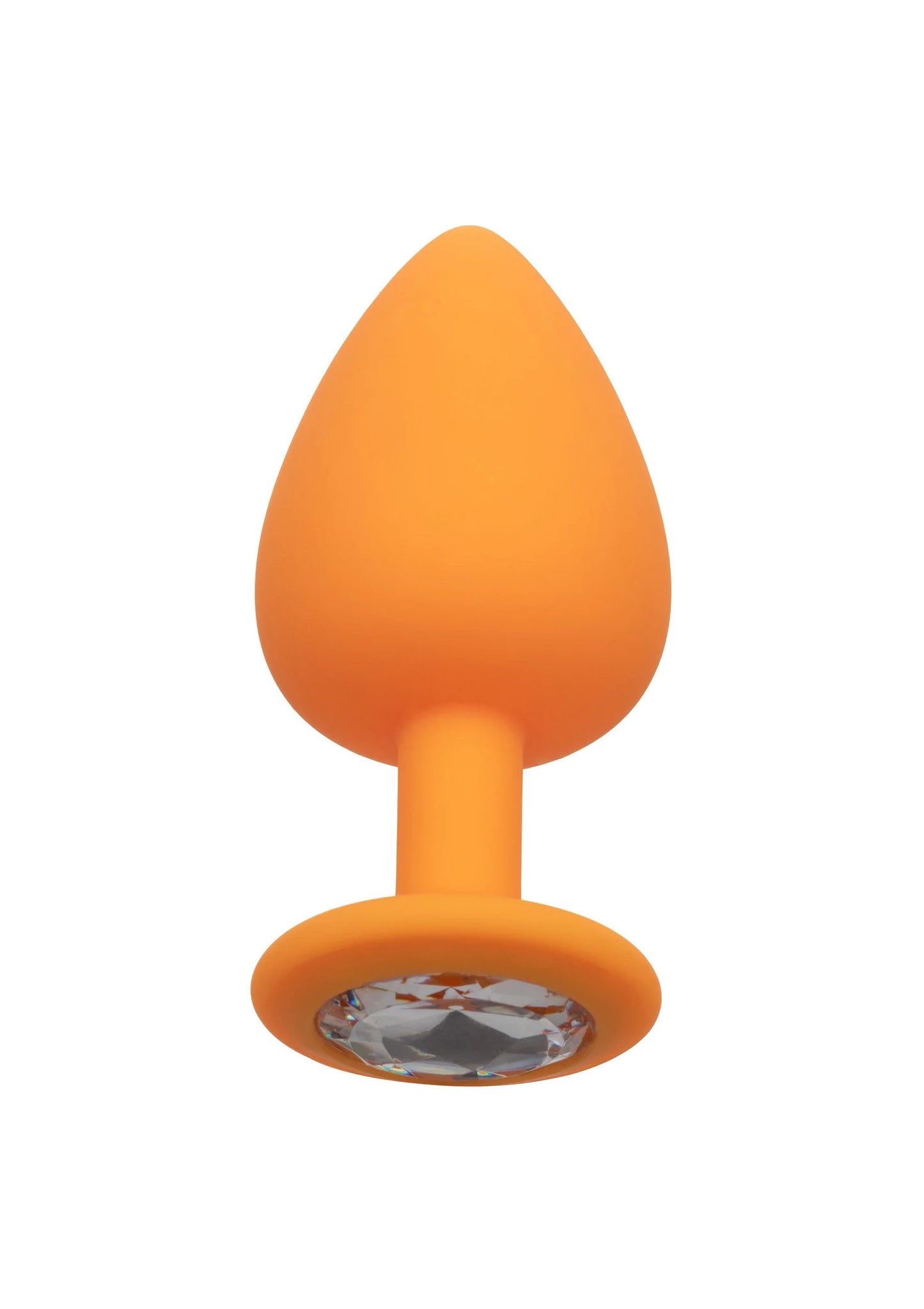 Oranje anale plug met glinsterende steen in brede schijfvoet