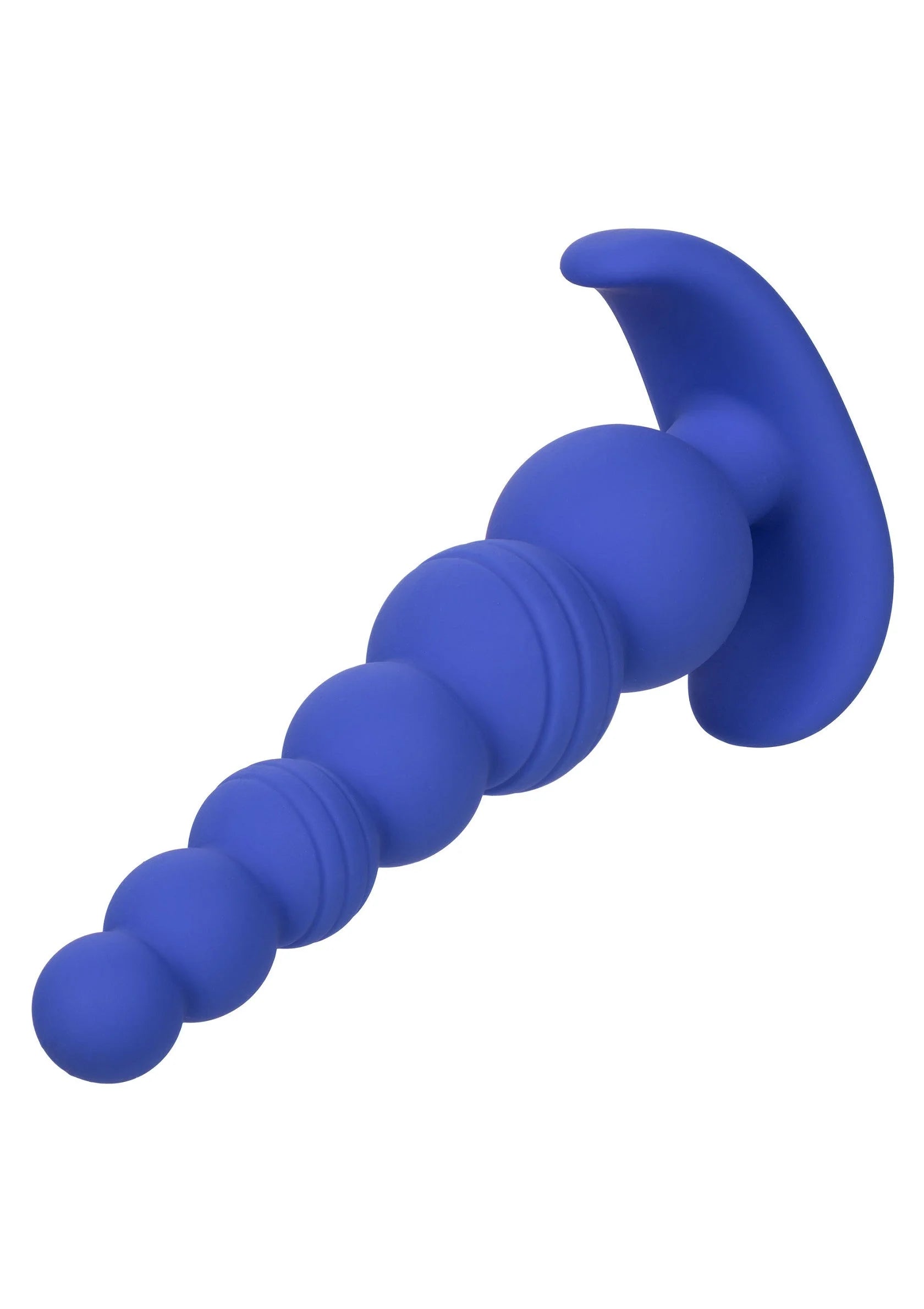 Blauwe siliconen X-6 kraaltjes met brede basis en ronde eindkraal