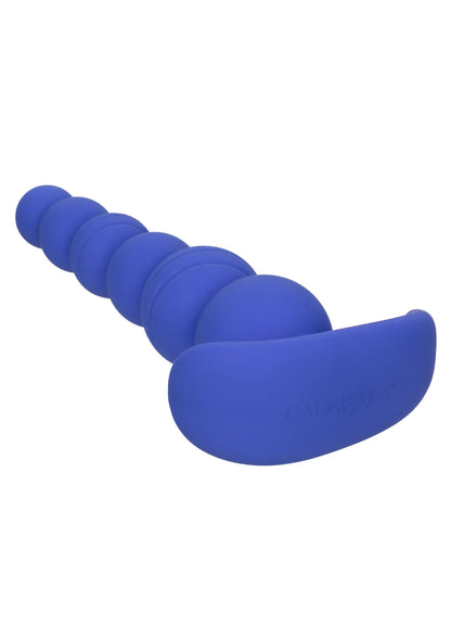 Blauwe siliconen kralenplug met afgeronde voet, gebobbelde beads en steel
