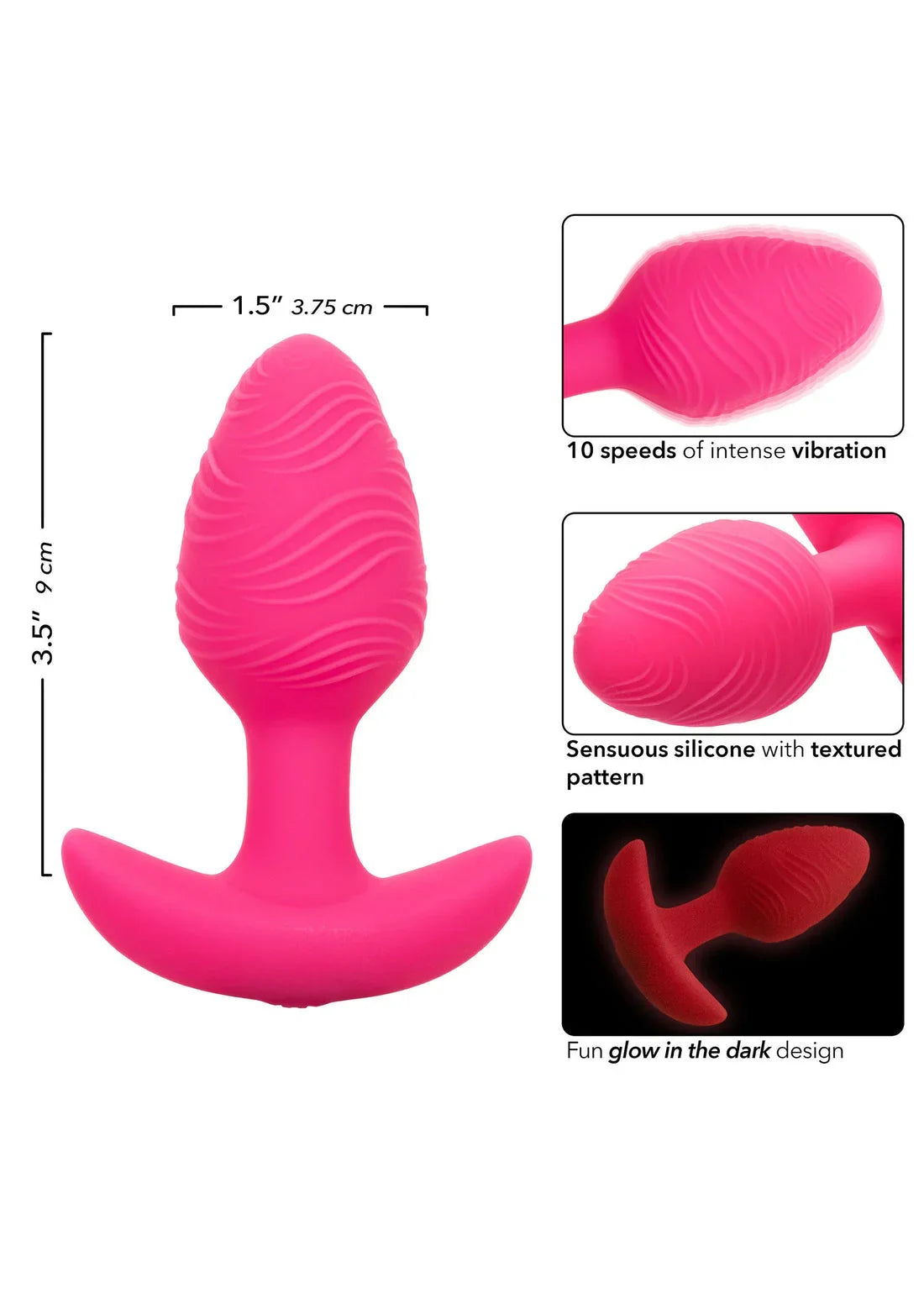 Cheeky Glow Vibrating Plug S by CalExotics - Happytoys Sexshop: Toys for Feeling Happy & Easy 😊 - Discreet geleverd