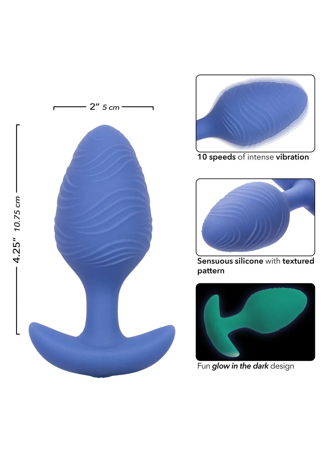 Cheeky Glow Vibrating Plug L by CalExotics - Happytoys Sexshop: Toys for Feeling Happy & Easy 😊 - Discreet geleverd