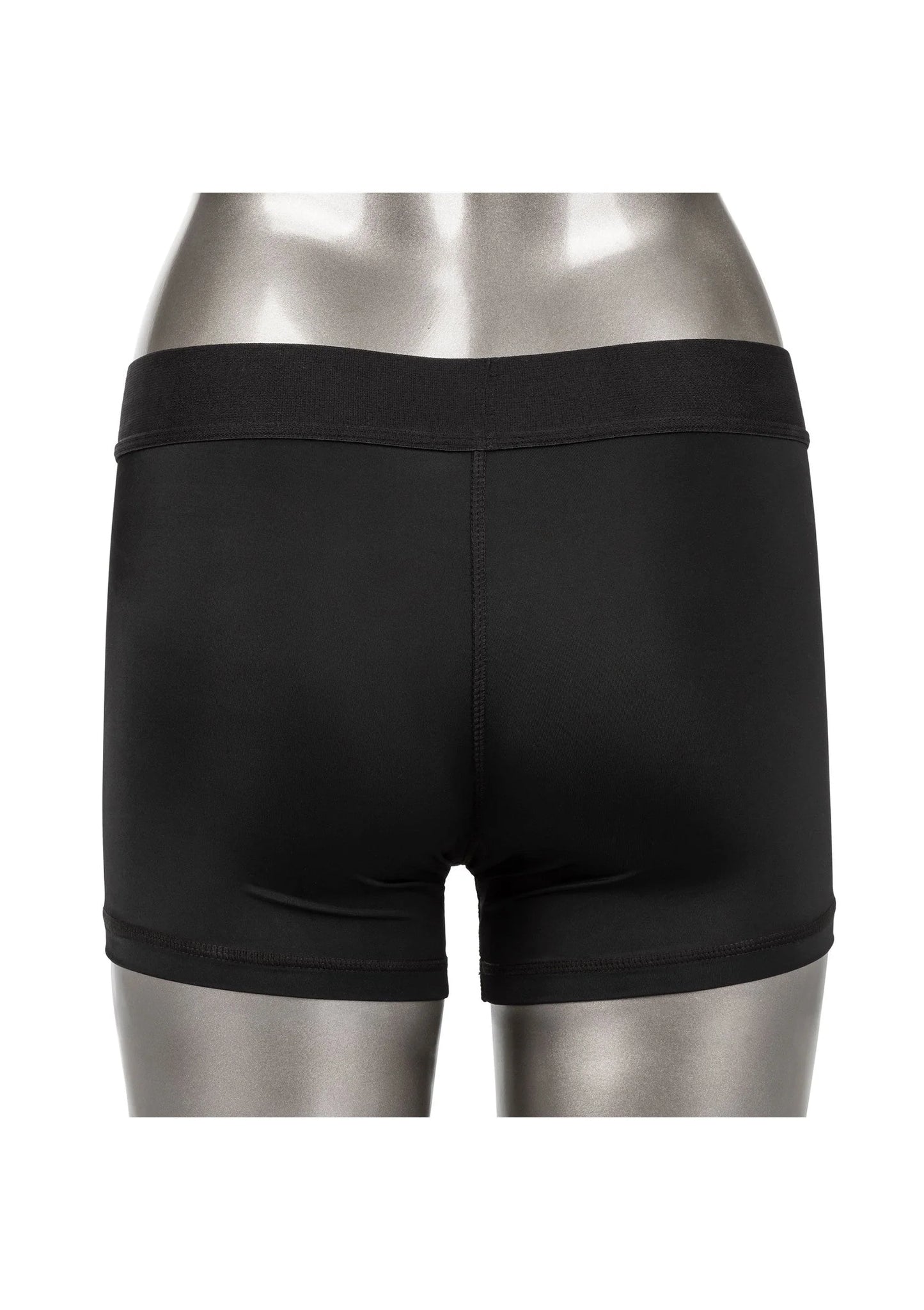 Zwarte boxerbrief voor strap-on met gladde achterzijde en middennaad