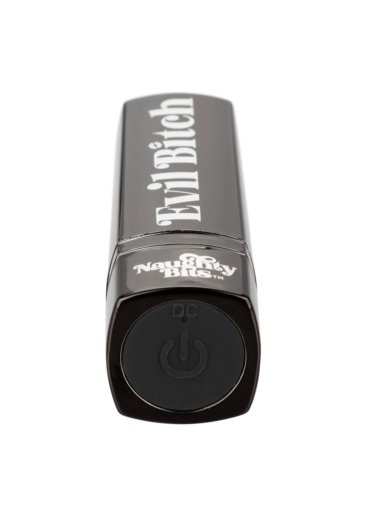 Zwarte lipstickvormige vibrator met ronde aan/uit-knop onderaan