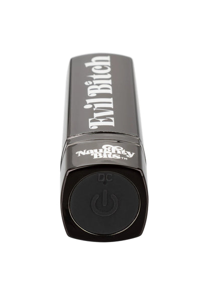 Zwarte lipstickvormige vibrator met ronde aan/uit-knop onderaan