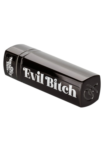 Zwarte lipstickvormige vibrator “Evil Bitch” met powerpictogram