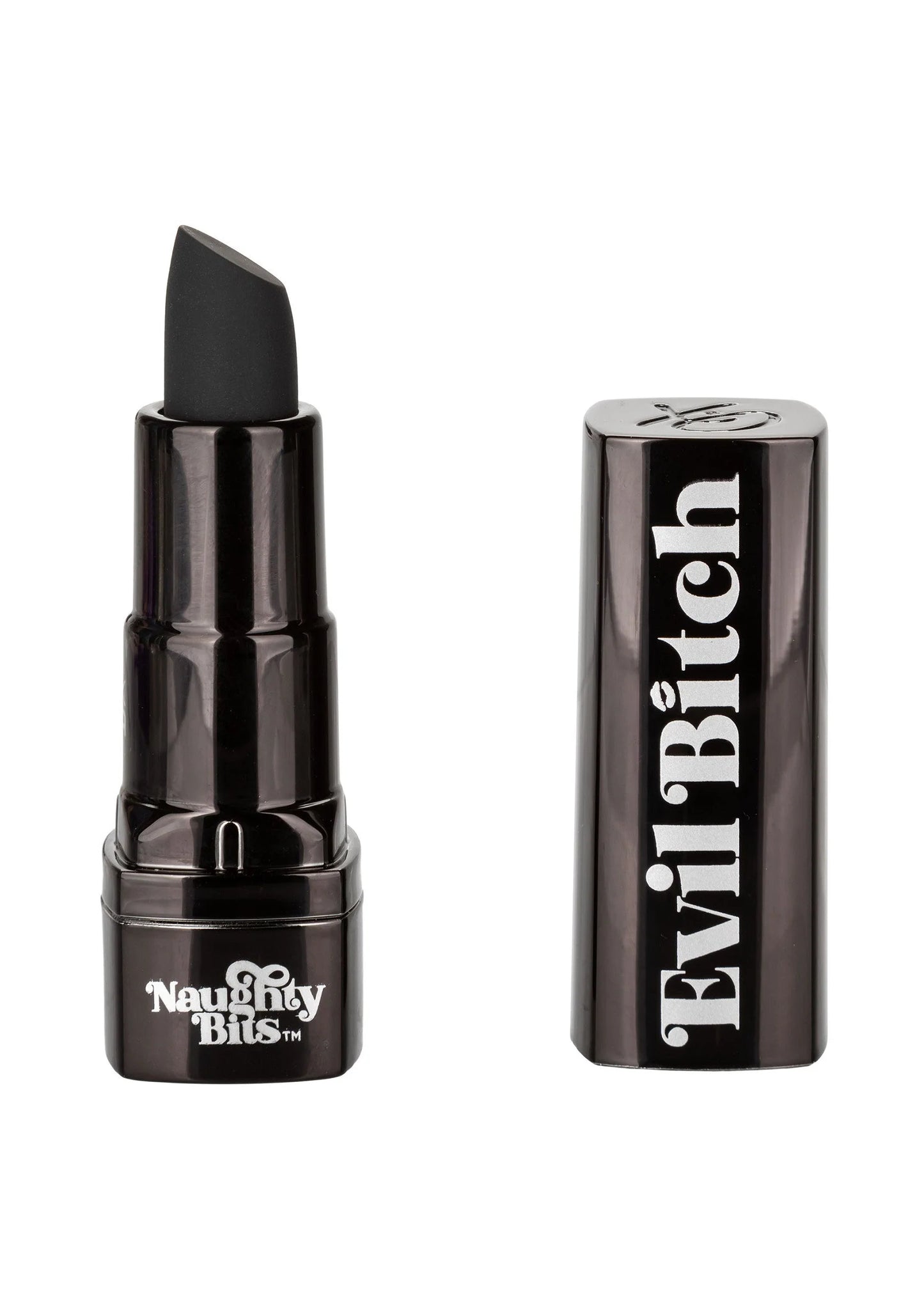 Zwarte lipstickvormige vibrator met losse huls en zwarte dop