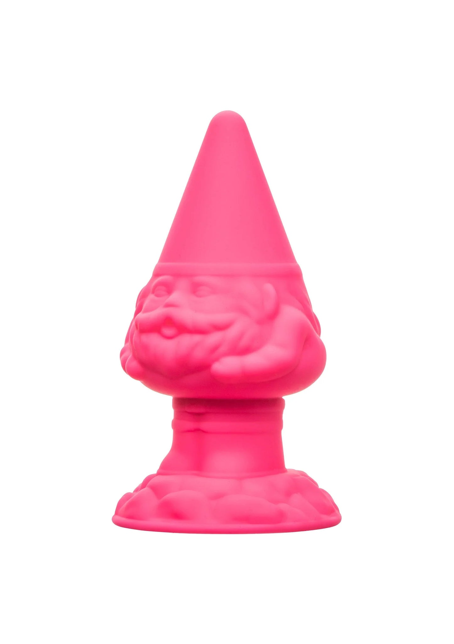 Roze gnome anusplug met brede voet en gedetailleerde neus en baard.