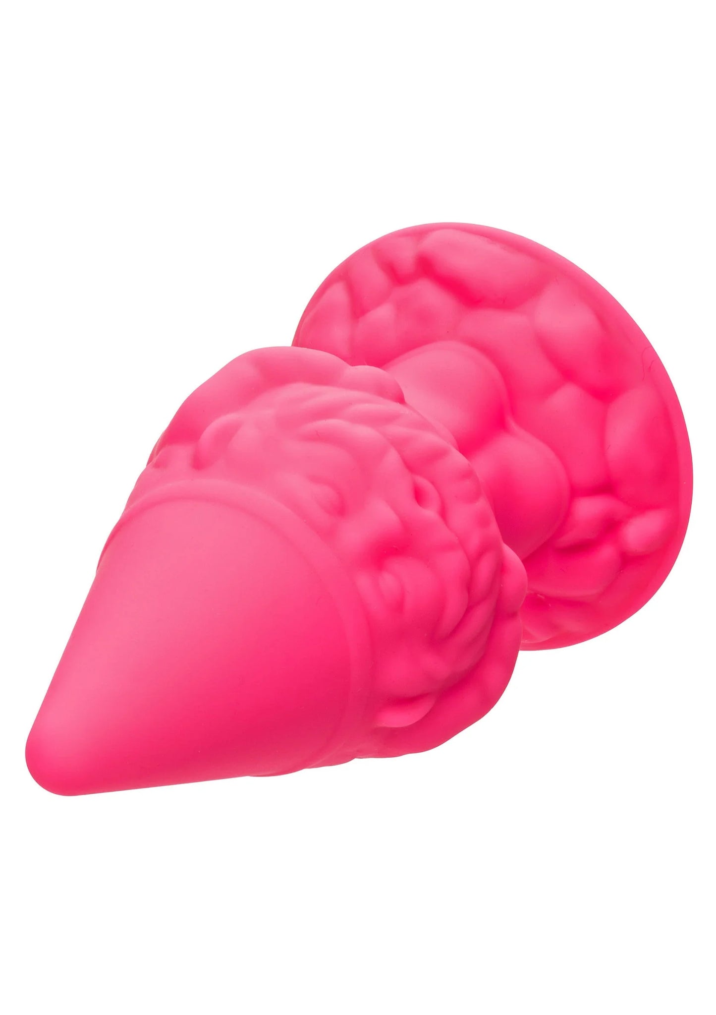 CalExotics roze anale plug met gnom-reliëf, afgeronde punt in close-up