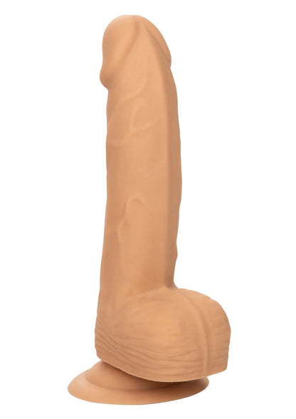 CalExotics siliconen dildo, lichtbruine tint, afgeronde top en brede basis