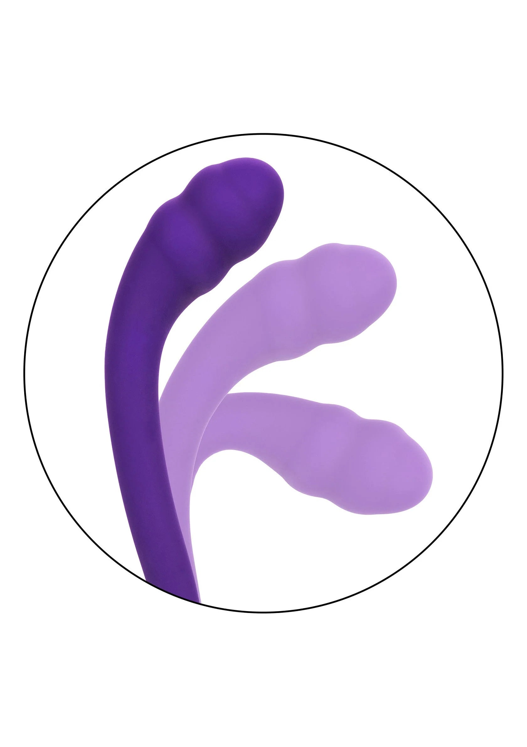Paarse U-vorm vibrator met afgerond topje, close-up met inzetdetail