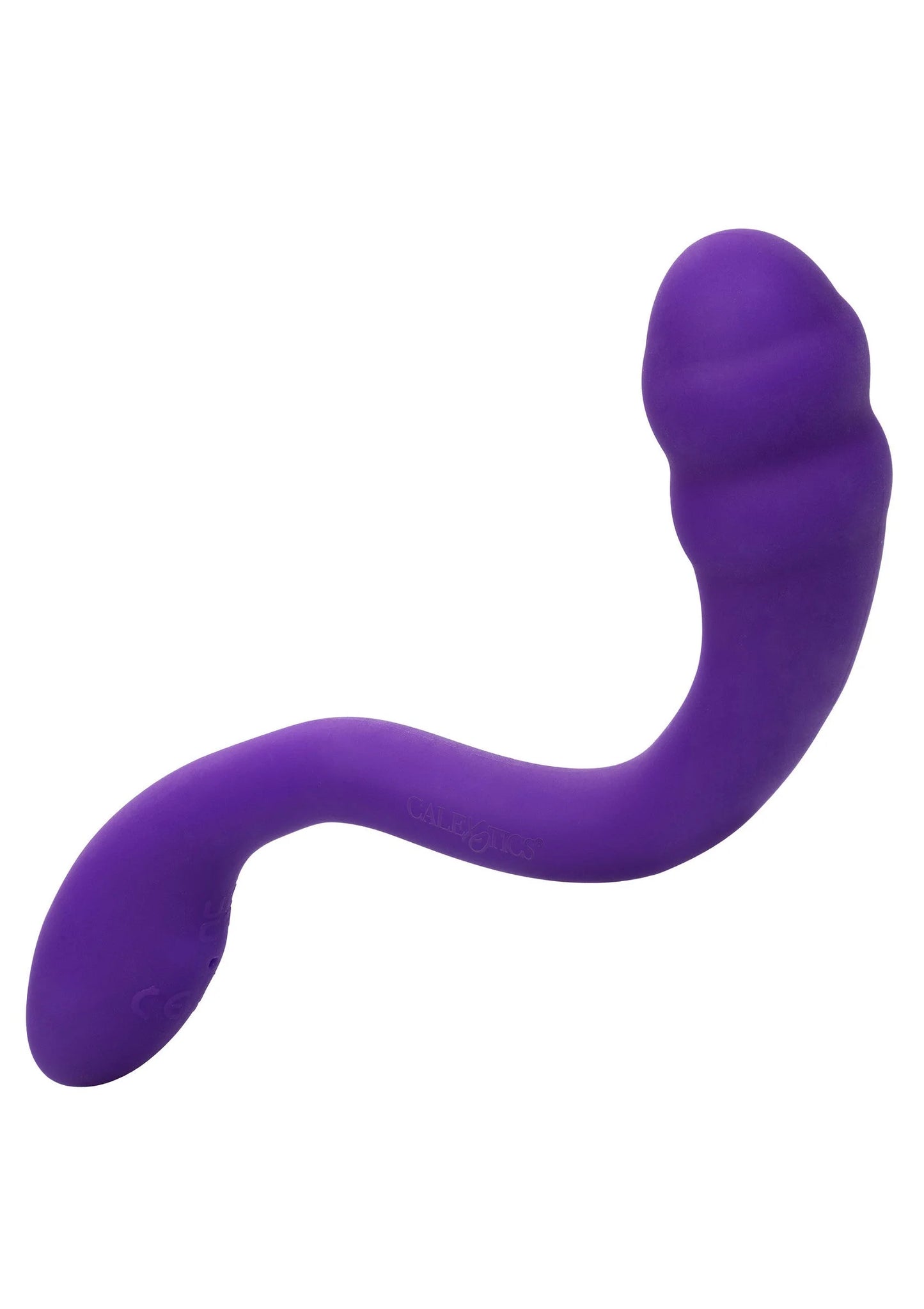 Paarse flexibele handvibrator met dubbele kromming en afgeronde kop
