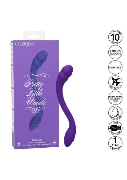 Verpakking en losse paarse Charmervibrator, CalExotics