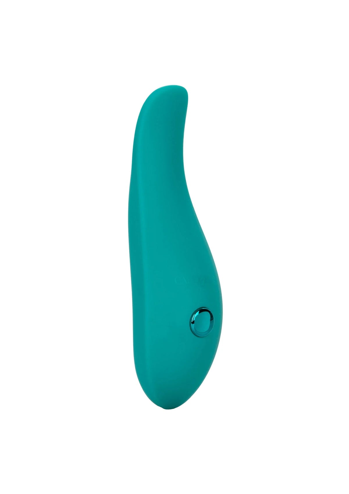 Turkooise glijder-vibrator, smalle vorm met bedieningsknop aan de zijkant