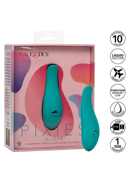 CalExotics Pixies glijder-vibrator in doos, turkoois toestel met bedieningsknop