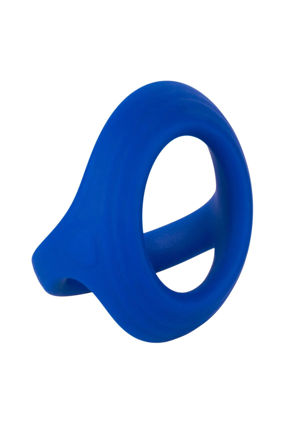 Blauwe cockring met dubbele ring, langwerpige ovale opening
