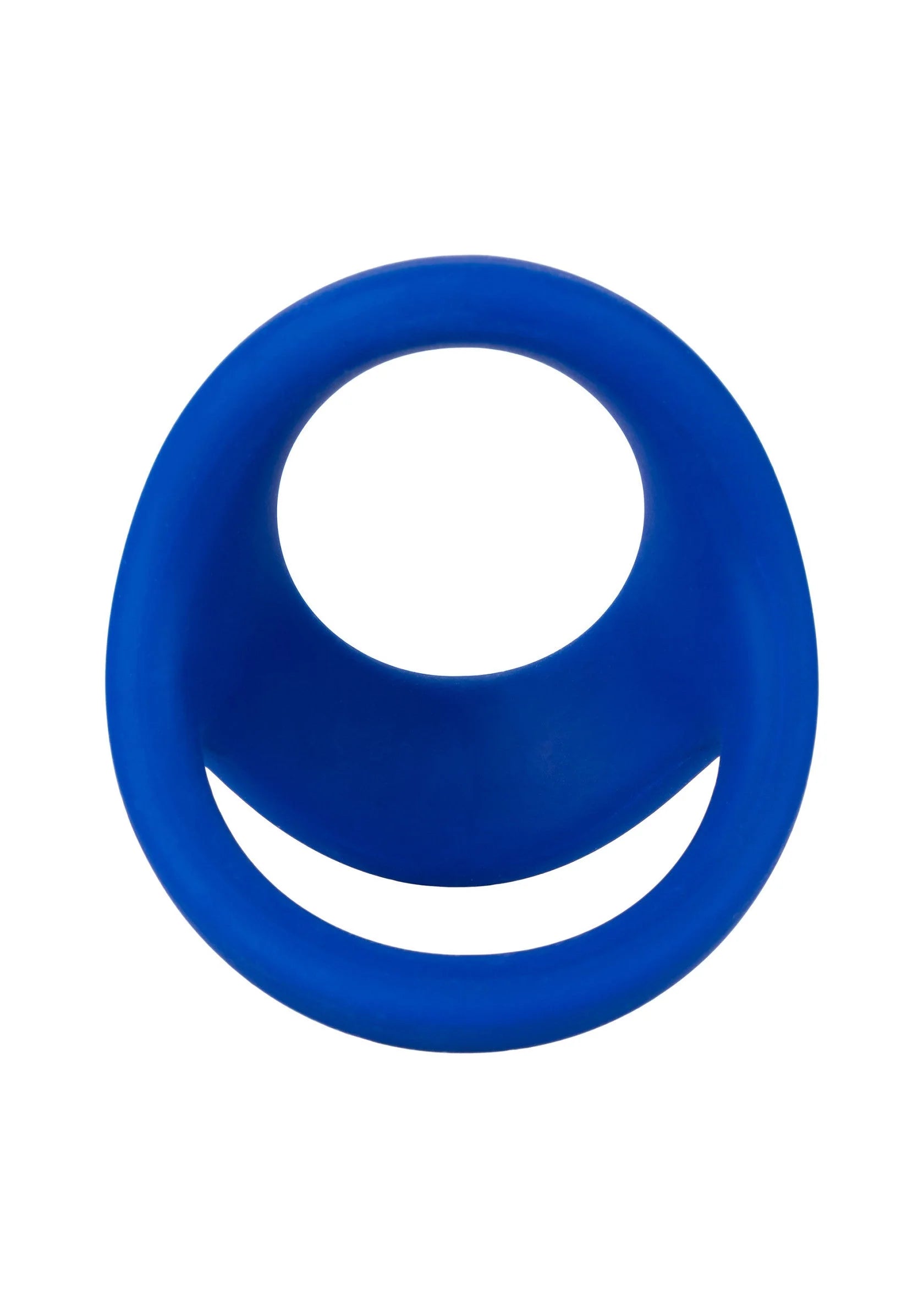 Blauwe cockring met dubbele ring, ronde lusvormige opening