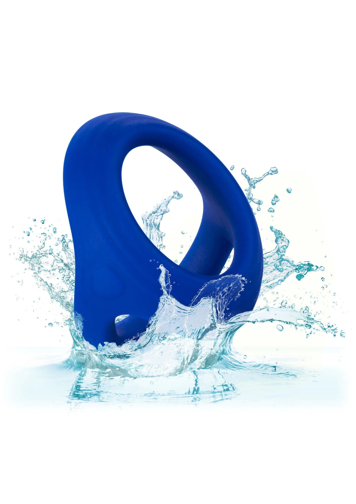 Blauwe dual ring in siliconen met waterplons rondom de ring