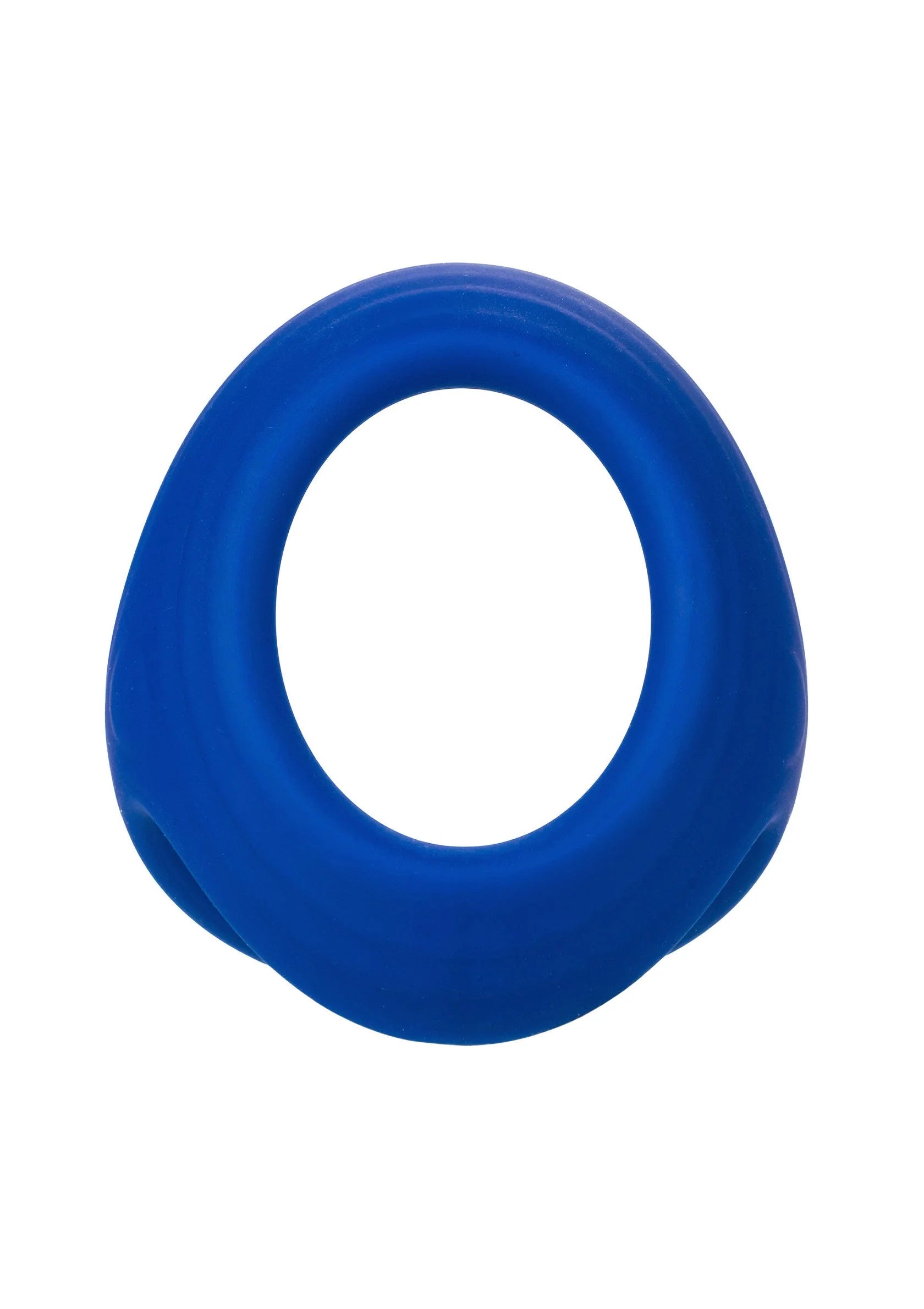 Blauwe siliconen dual ring met brede, ovale vorm en ronde opening in het midden