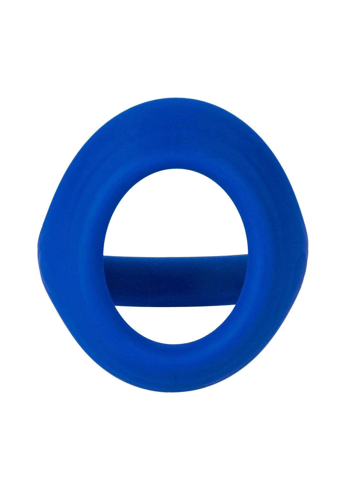 Blauwe siliconen ring met dubbele lusvorm en één lange, zichtbare binnenopening