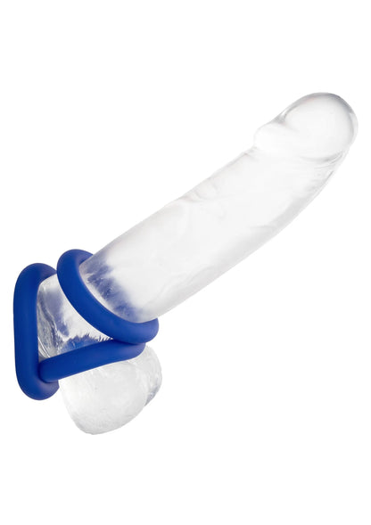 Witte/gladde cilinder met blauwe cockring, klemring op de basis
